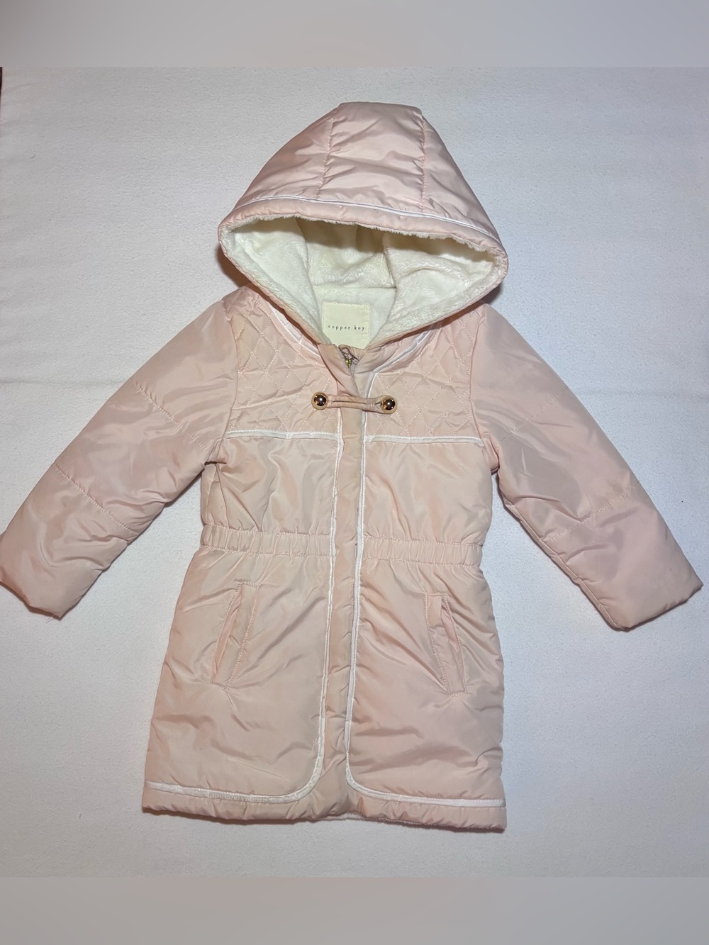 Copper Key Girls 2T 3T Blush Pink Faux Fur Lined Hooded Winter Coat
